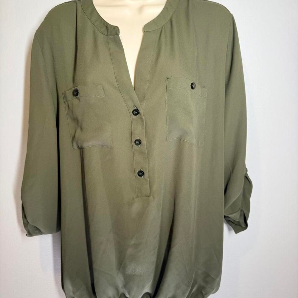 New-york-company Women's Green and Khaki Blouse